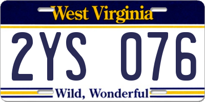 WV license plate 2YS076