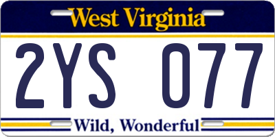 WV license plate 2YS077