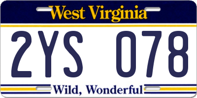 WV license plate 2YS078