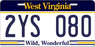 WV license plate 2YS080