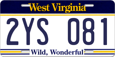 WV license plate 2YS081