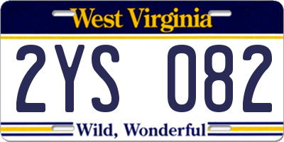 WV license plate 2YS082