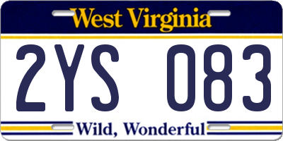 WV license plate 2YS083