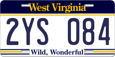 WV license plate 2YS084