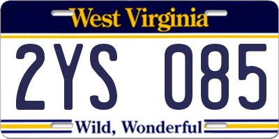WV license plate 2YS085
