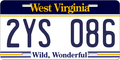 WV license plate 2YS086