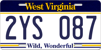 WV license plate 2YS087