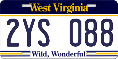 WV license plate 2YS088