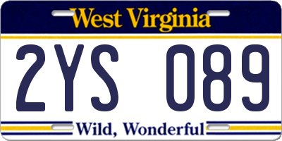 WV license plate 2YS089