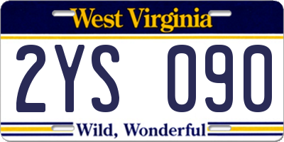 WV license plate 2YS090