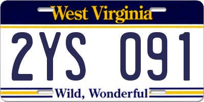 WV license plate 2YS091