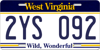 WV license plate 2YS092