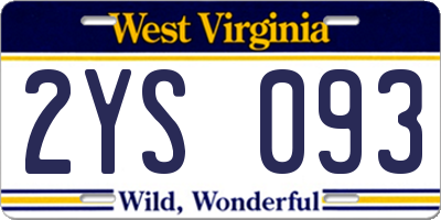 WV license plate 2YS093