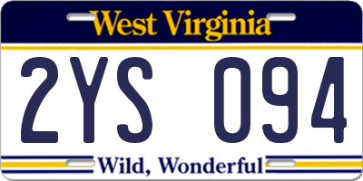WV license plate 2YS094