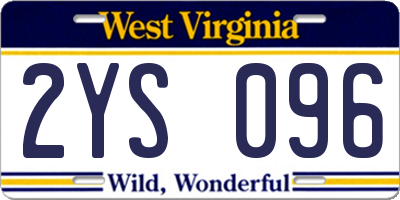 WV license plate 2YS096