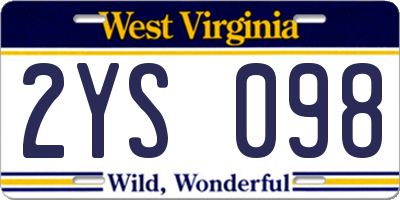 WV license plate 2YS098