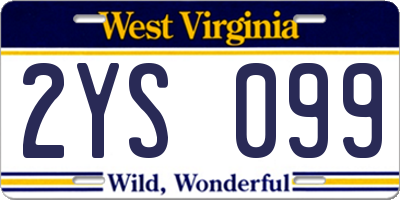 WV license plate 2YS099