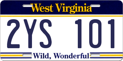 WV license plate 2YS101