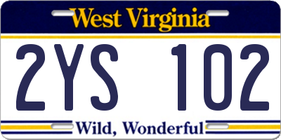 WV license plate 2YS102