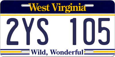 WV license plate 2YS105