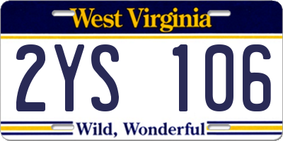 WV license plate 2YS106