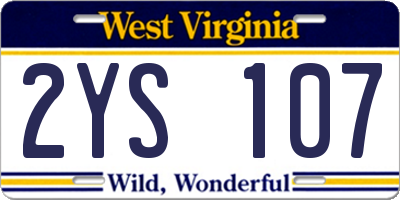 WV license plate 2YS107