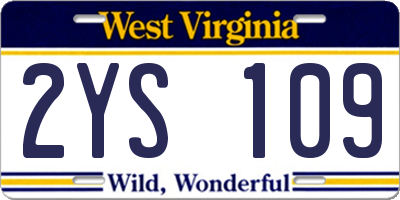 WV license plate 2YS109