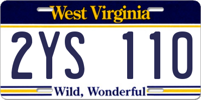 WV license plate 2YS110