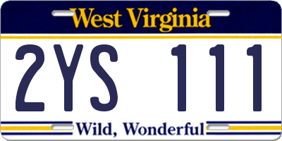 WV license plate 2YS111
