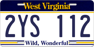 WV license plate 2YS112