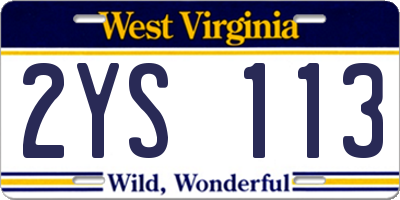 WV license plate 2YS113