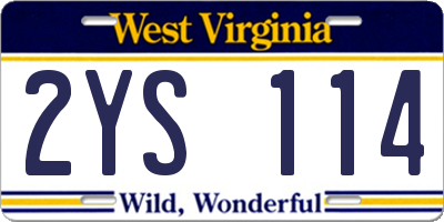 WV license plate 2YS114