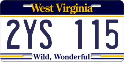 WV license plate 2YS115