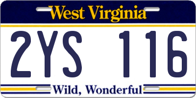 WV license plate 2YS116