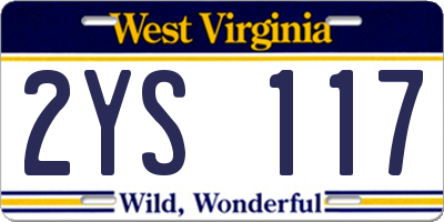 WV license plate 2YS117
