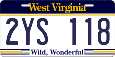 WV license plate 2YS118