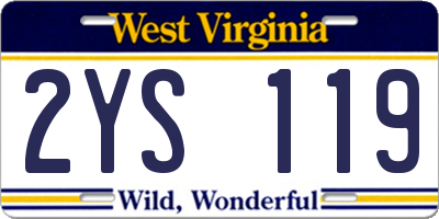 WV license plate 2YS119