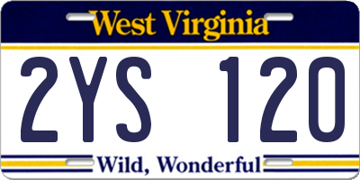 WV license plate 2YS120
