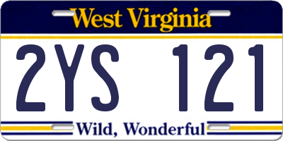 WV license plate 2YS121