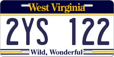 WV license plate 2YS122