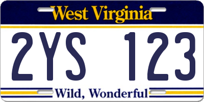 WV license plate 2YS123