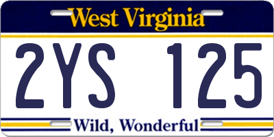 WV license plate 2YS125