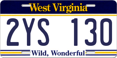 WV license plate 2YS130