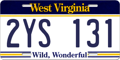 WV license plate 2YS131