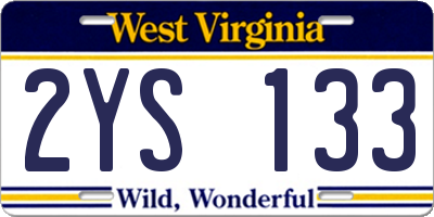 WV license plate 2YS133