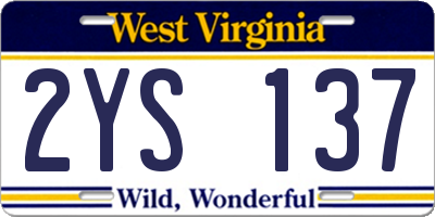 WV license plate 2YS137