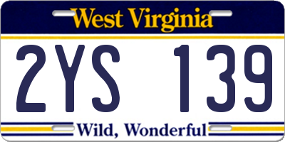 WV license plate 2YS139