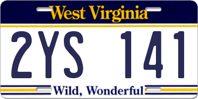WV license plate 2YS141
