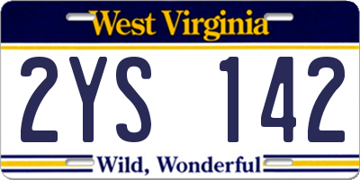 WV license plate 2YS142