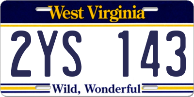 WV license plate 2YS143